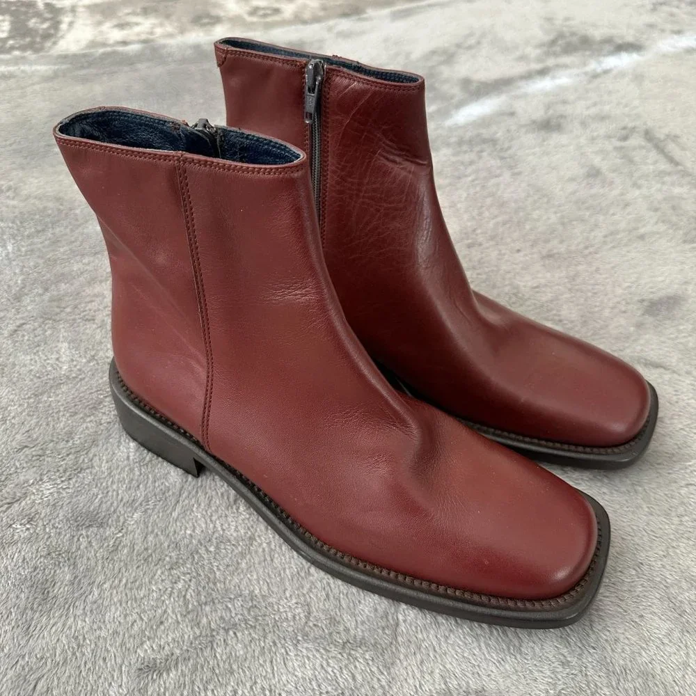 J. Crew Women's Burgundy Leather Ankle Boots